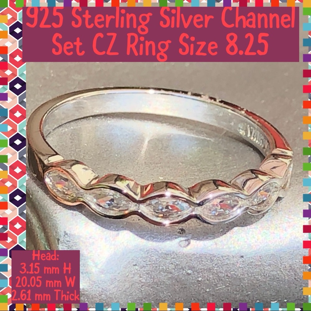 SOLD! 925 Ster Silver Channel Set CZ Ring 8.25 - Picture 1 of 5